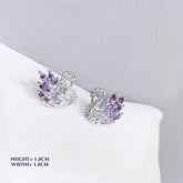Elegant Purple Swan Earrings with Zirconia